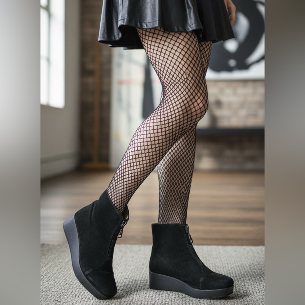 Jeffrey Campbell "Wade" Square Toed Black Suede Zip Booties